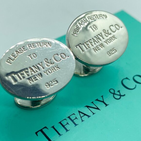 Tiffany and Co sterling silver return oval cufflinks - Picture 2 of 5